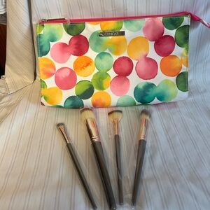 Clinique Multicolor Dot Makeup Bag with Brushes